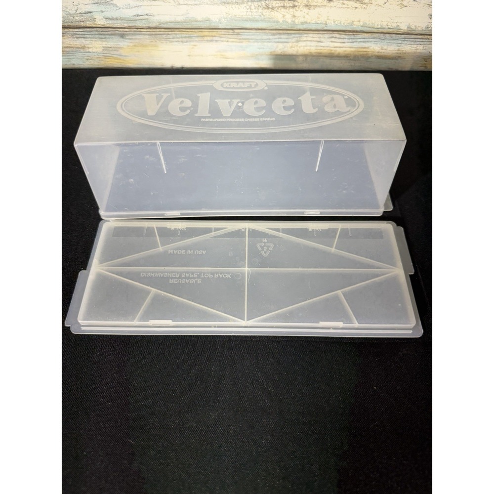 Vintage 2 lb. Kraft Velveeta Cheese Keeper Storage Container Clear Plastic USA